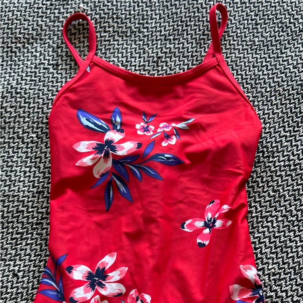 Old Navy Red Floral Kids Swim One Piece